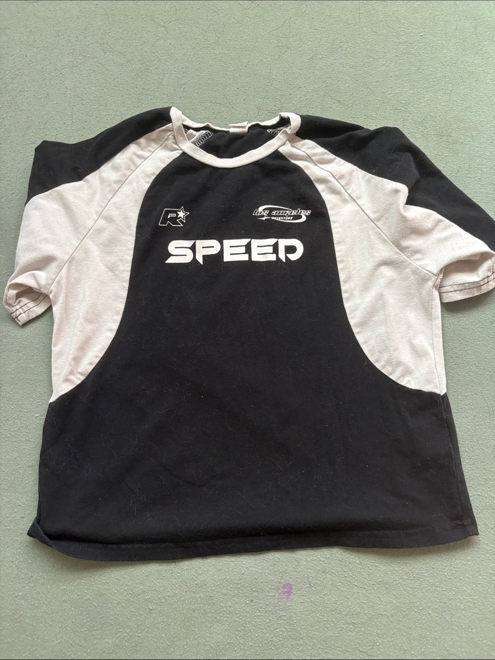 Kids' Black and White 'Speed' Raglan Tee